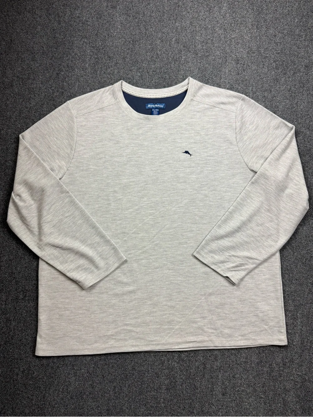 Tommy Bahama Men's Gray Textured Long Sleeve Crewneck Lounge Shirt Size XXL